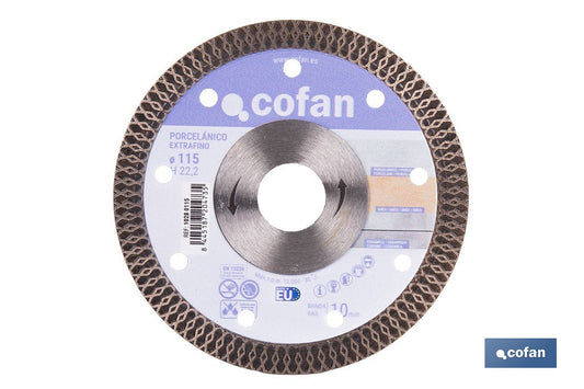 DISCO DIAMANTE PORCELANICO EXTRAFINO H-10mm, 115mm