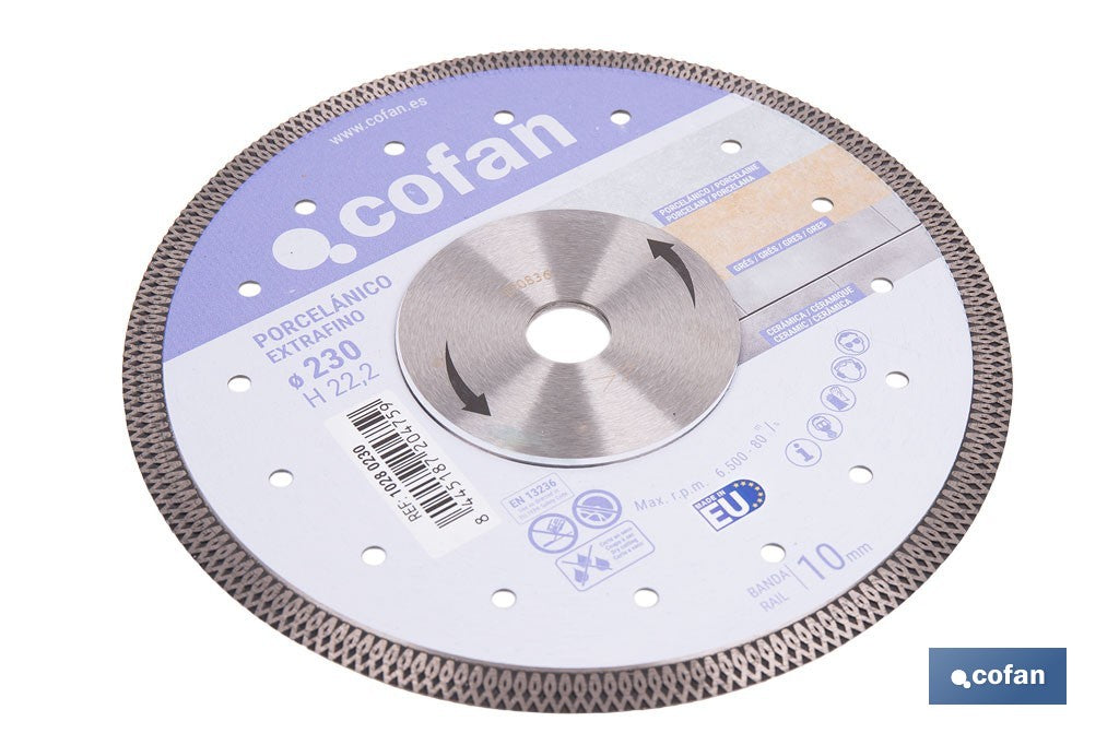 DISCO DIAMANTE PORCELANICO EXTRAFINO H-10mm, 230mm