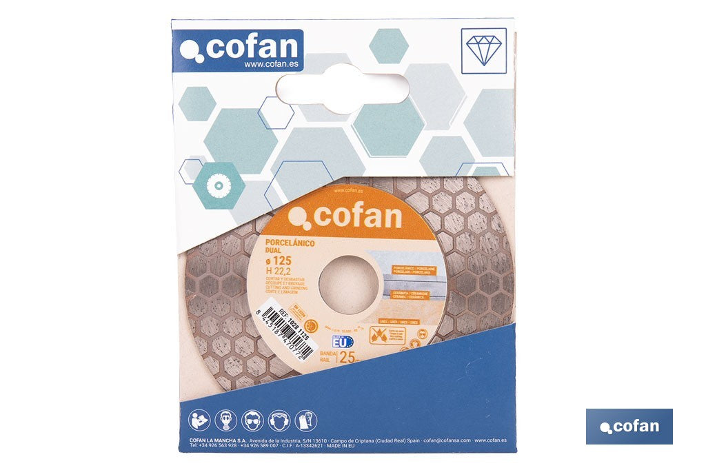 DISCO PORCELANICO DUAL CORTAR Y DESBASTAR 125MM H22,3