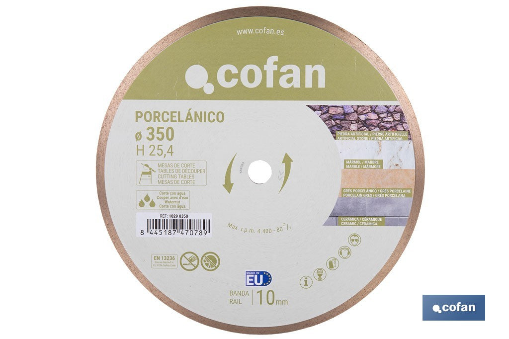 DISCO PORCELANICO MAQUINAS DE MESA 350mm - H25,4
