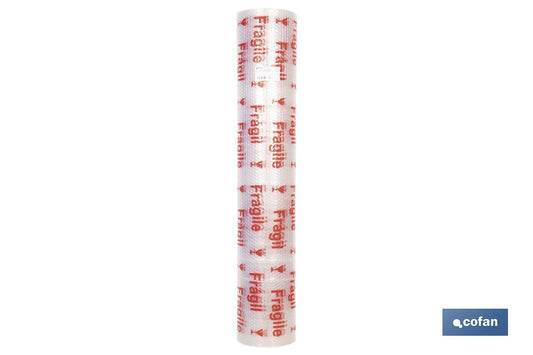 ROLLO DE PLÁSTICO DE BURBUJA "FRÁGIL" 40 G/M2, 1,2 X 10 M