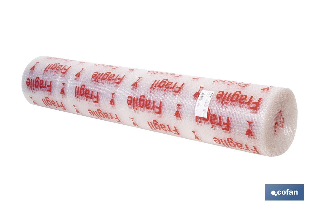 ROLLO DE PLÁSTICO DE BURBUJA "FRÁGIL" 40 G/M2, 1,2 X 10 M