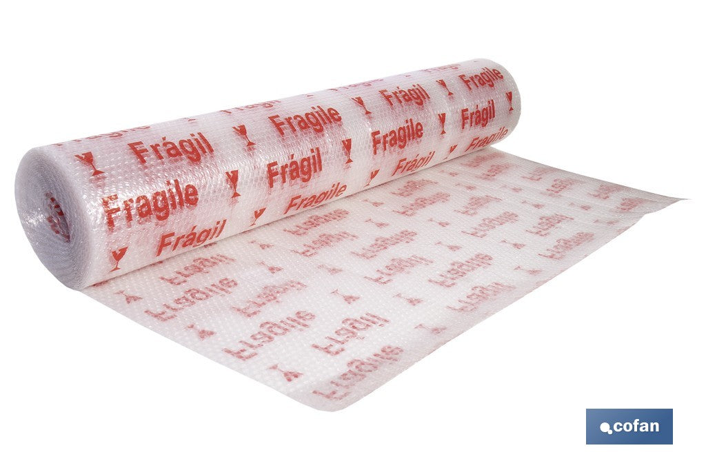 ROLLO DE PLÁSTICO DE BURBUJA "FRÁGIL" 40 G/M2, 1,2 X 10 M