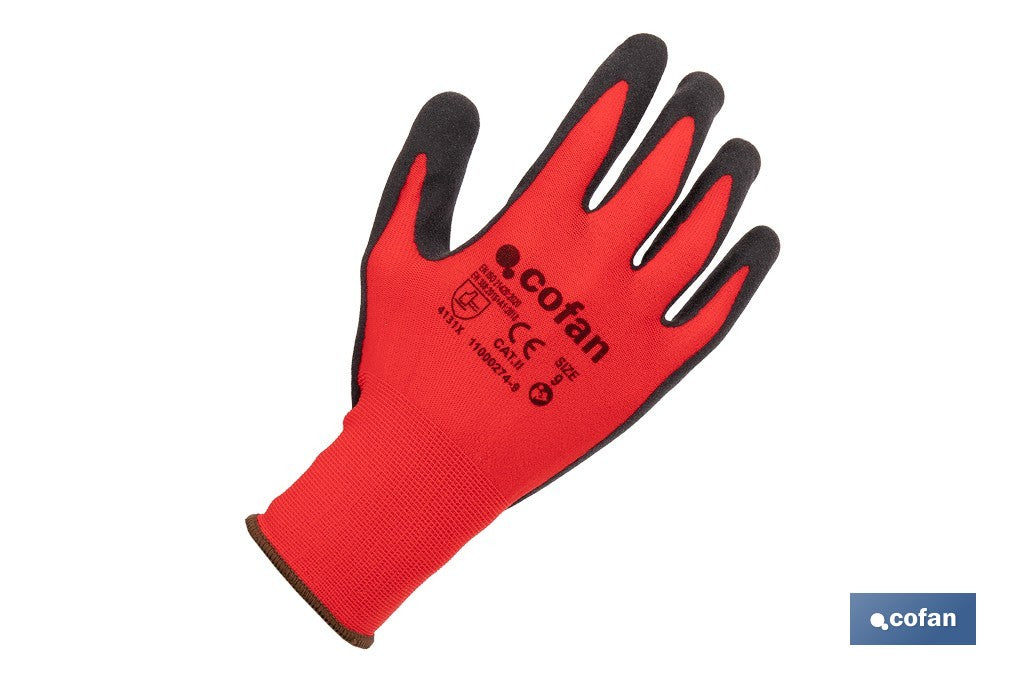 GUANTE IMPREGNADO SANDY COATED ROJO/NEGRO TALLA 8
