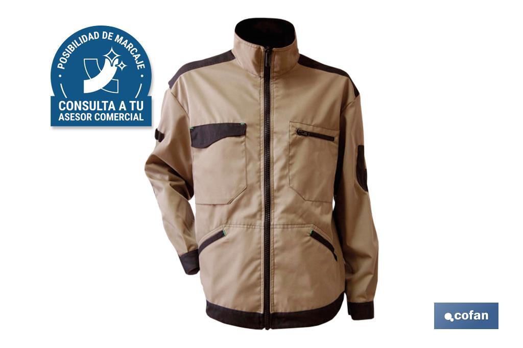 CHAQUETA TRABAJO "BENZ" 280gms/m BEIS-NEGRO T-XXL