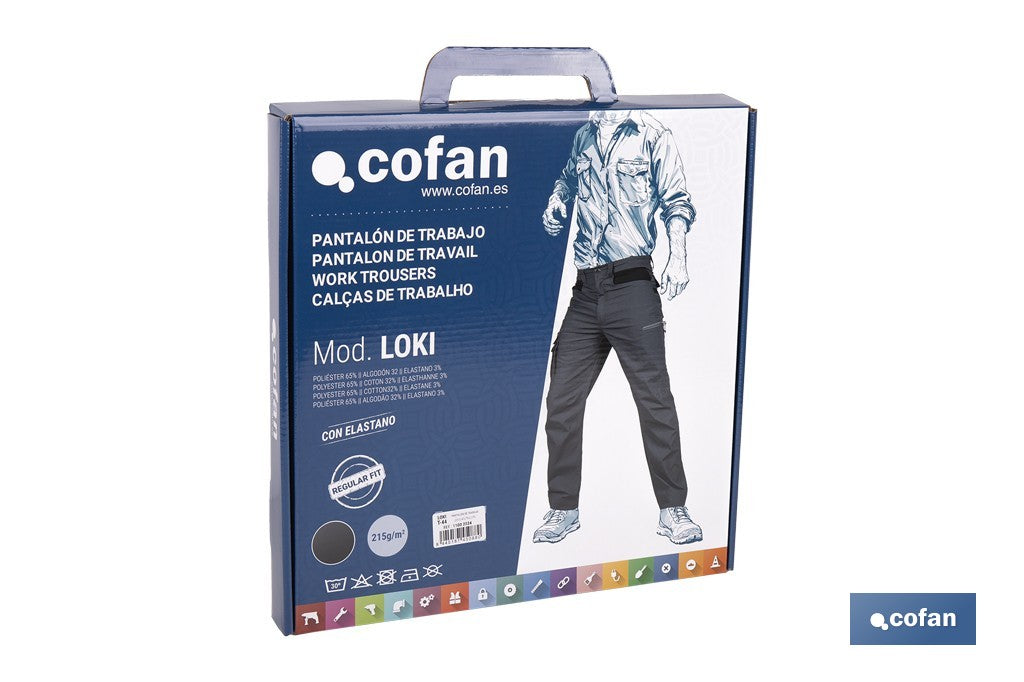 PANTALÓN DE TRABAJO LOKI ELASTANO 215 G/M2 GRIS ANTRACITA TALLA 42