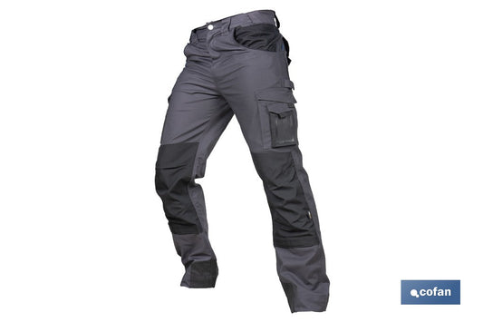 PANTALÓN DE TRABAJO HEIMDALL ELASTANO 280 G/M2 GRIS OSCURO CON DETALLES NEGROS TALLA 40