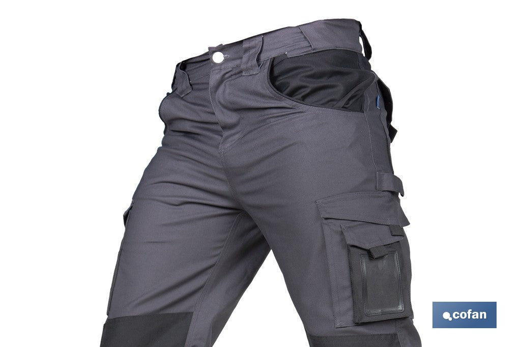 PANTALÓN DE TRABAJO HEIMDALL ELASTANO 280 G/M2 GRIS OSCURO CON DETALLES NEGROS TALLA 40