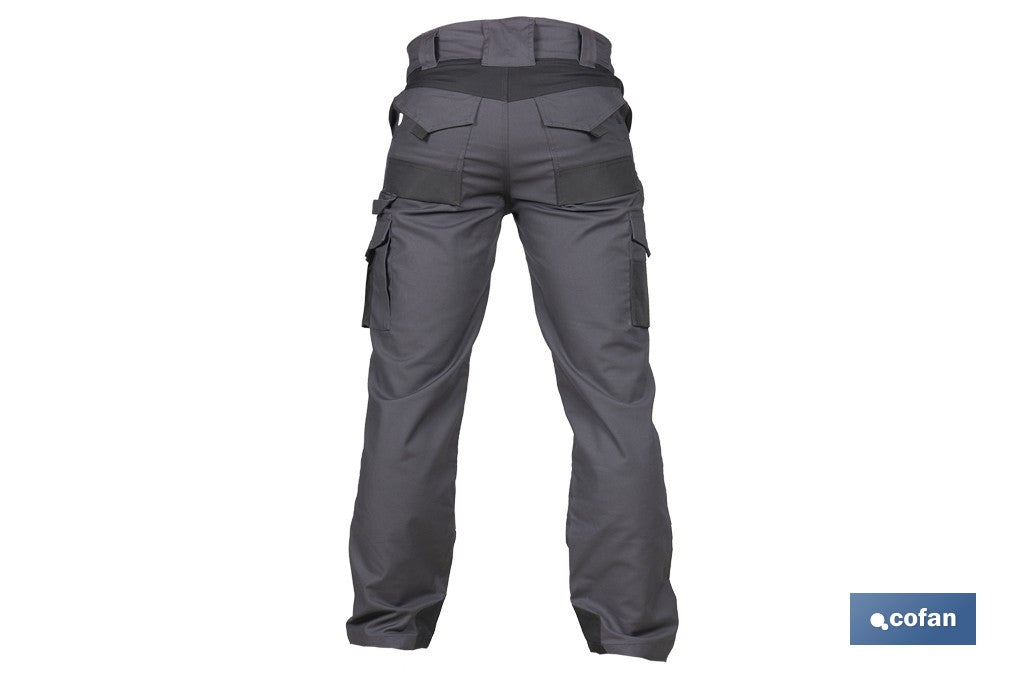 PANTALÓN DE TRABAJO HEIMDALL ELASTANO 280 G/M2 GRIS OSCURO CON DETALLES NEGROS TALLA 40