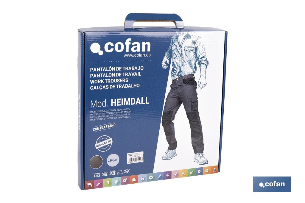 PANTALÓN DE TRABAJO HEIMDALL ELASTANO 280 G/M2 GRIS OSCURO CON DETALLES NEGROS TALLA 40