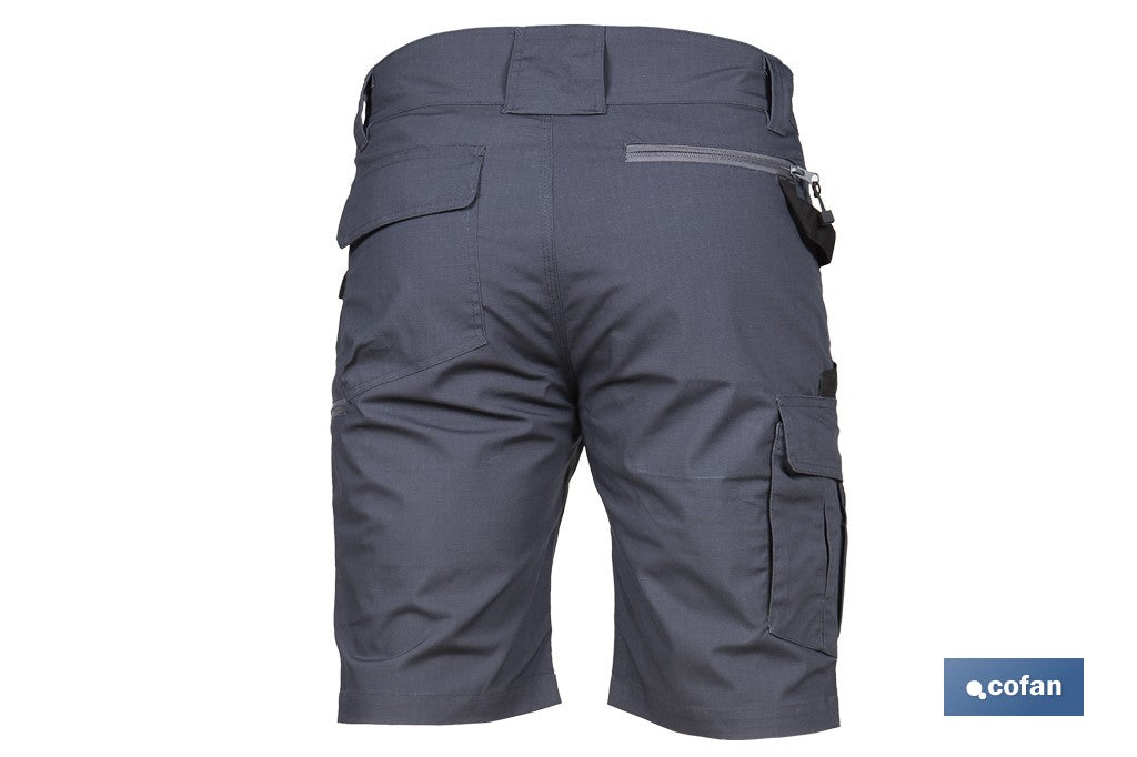 BERMUDAS DE TRABAJO FRIGG ELASTANO 215 G/M2 GRIS OSCURO CON DETALLES NEGROS TALLA 38