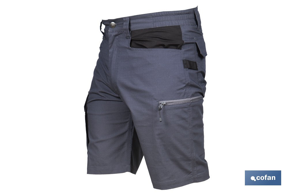 BERMUDAS DE TRABAJO FRIGG ELASTANO 215 G/M2 GRIS OSCURO CON DETALLES NEGROS TALLA 38