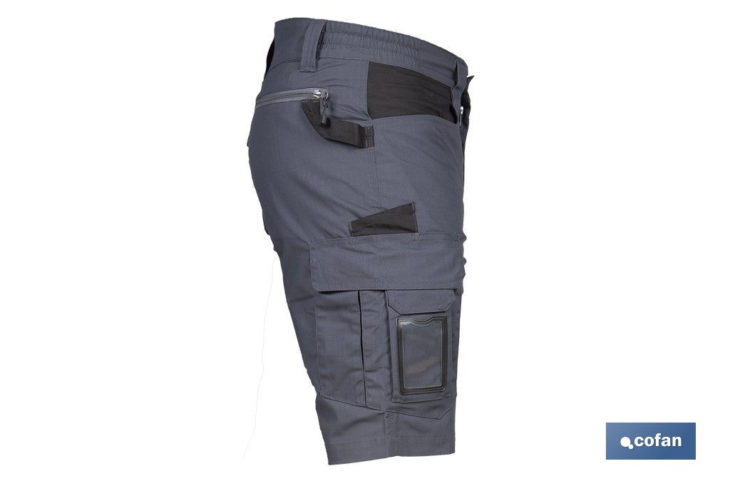 BERMUDAS DE TRABAJO FRIGG ELASTANO 215 G/M2 GRIS OSCURO CON DETALLES NEGROS TALLA 38