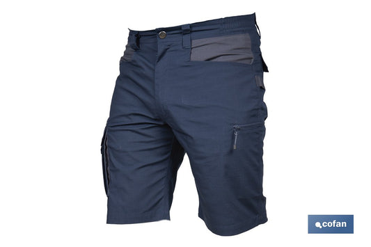BERMUDAS DE TRABAJO TYR ELASTANO 215 G/M2 AZUL MARINO CON DETALLES GRISES TALLA 38