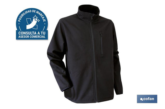 CHAQUETA SOFT SHELL NEGRA "LISTER" 340g/m TALLA S