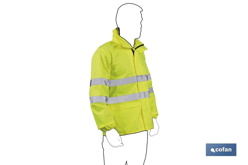 CHAQUETA DE LLUVIA DE ALTA VISIBILIDAD MODELO PÓLUX AMARILLA TALLA XXL