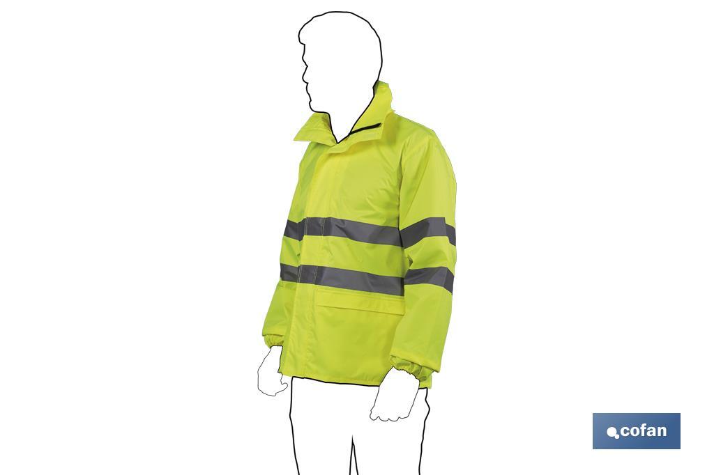 CHAQUETA DE LLUVIA DE ALTA VISIBILIDAD MODELO PÓLUX AMARILLA TALLA XXXL