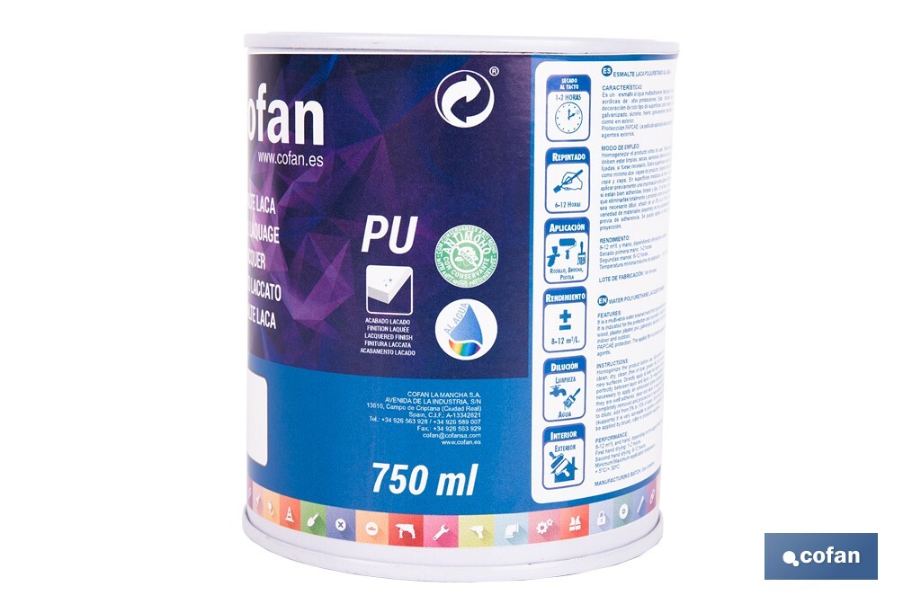 ESMALTE LACA AL AGUA BLANCO 750 ML MATE