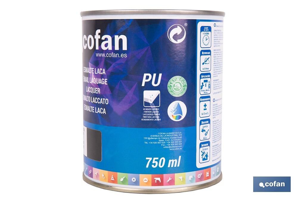 ESMALTE LACA AL AGUA NEGRO 750 ML MATE