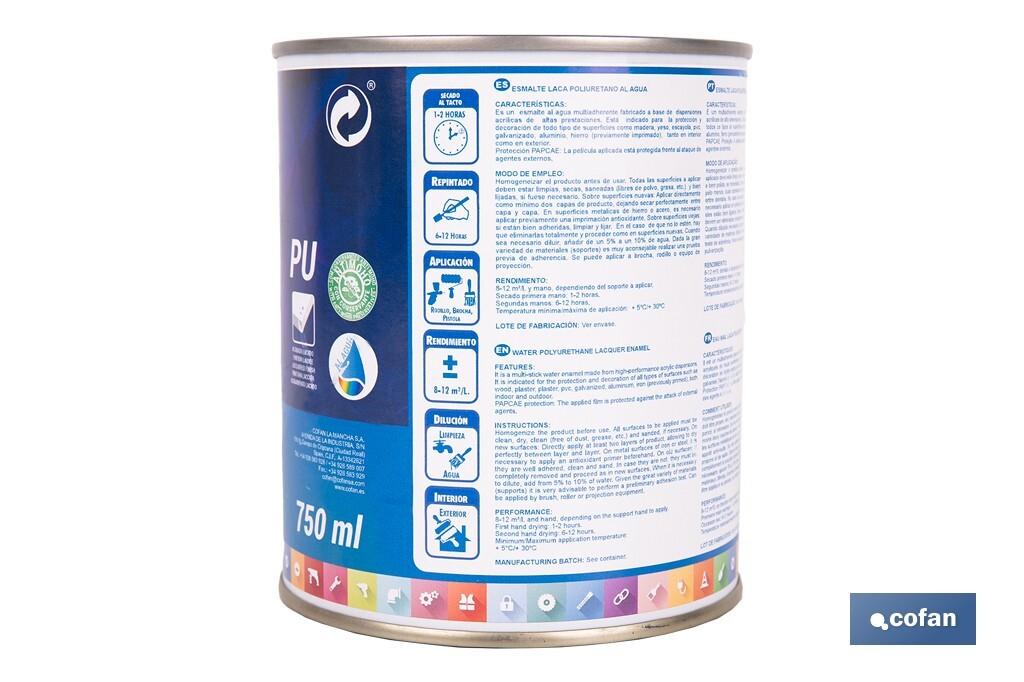 ESMALTE LACA AL AGUA NEGRO 750 ML MATE