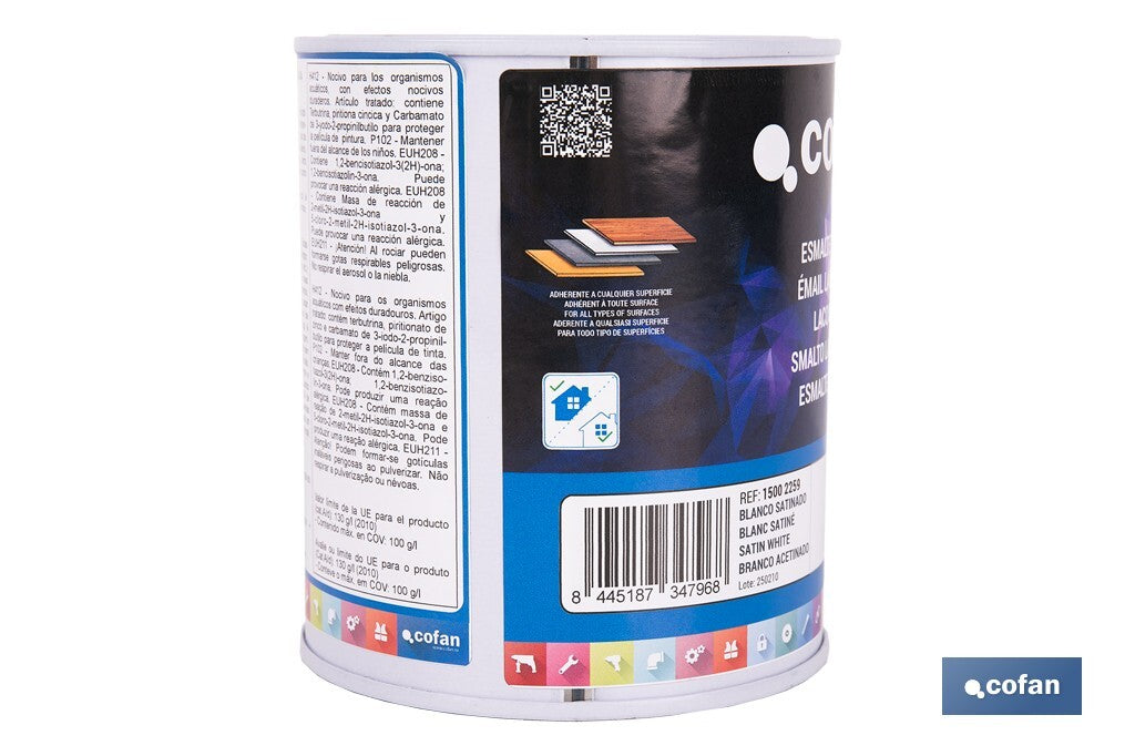 ESMALTE LACA AL AGUA BLANCO 750 ML SATINADO