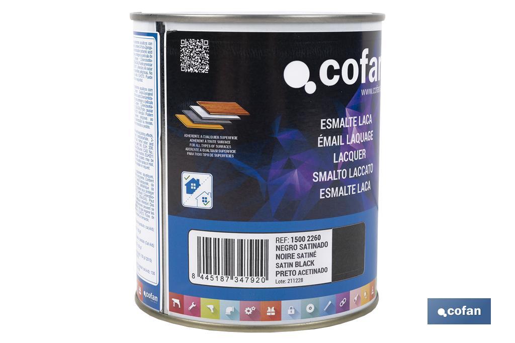 ESMALTE LACA AL AGUA NEGRO 750 ML SATINADO