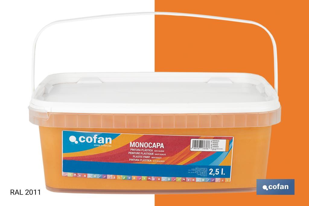 PINTURA PLÁSTICA MONOCAPA "Naranja" (2,5 LT