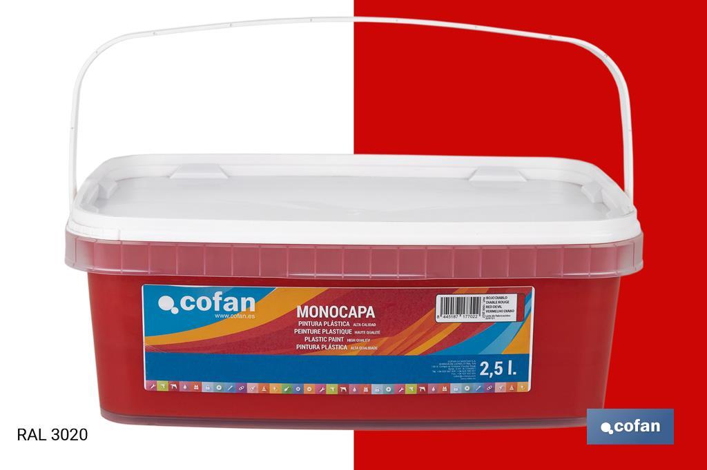 PINTURA PLÁSTICA MONOCAPA "Rojo Diablo" (2,5 LT)
