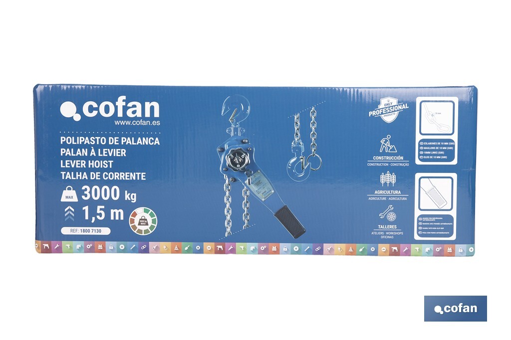 POLIPASTO DE PALANCA 3,0 T ELEVACIÓN 1,5 M