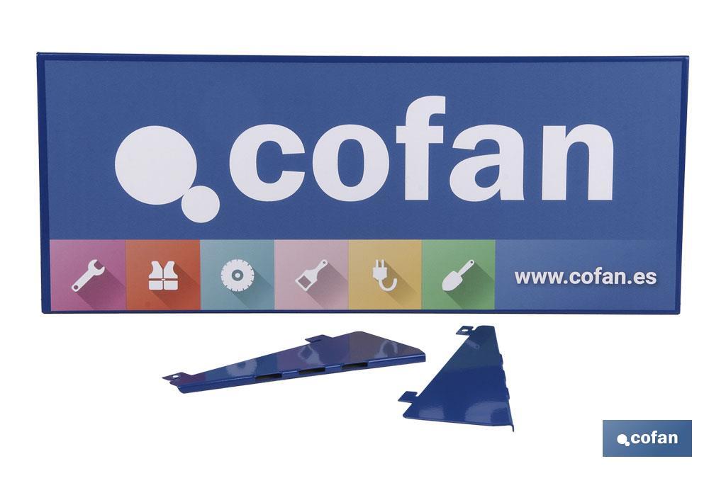 CARTELA CON LOGO COFAN 500X200MM EXP.PERFORADO