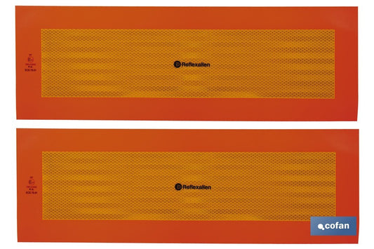 PACK DE 2 UDS. PLACA ADHESIVA V-6 PARA VEHÍCULO LARGO 565 X 195 MM
