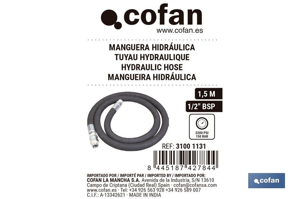 MANGUERA HIDRÁULICA 1,5 M 1/2" BSP