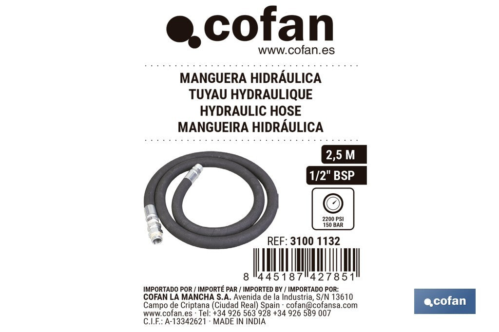 MANGUERA HIDRÁULICA 2,5 M 1/2" BSP
