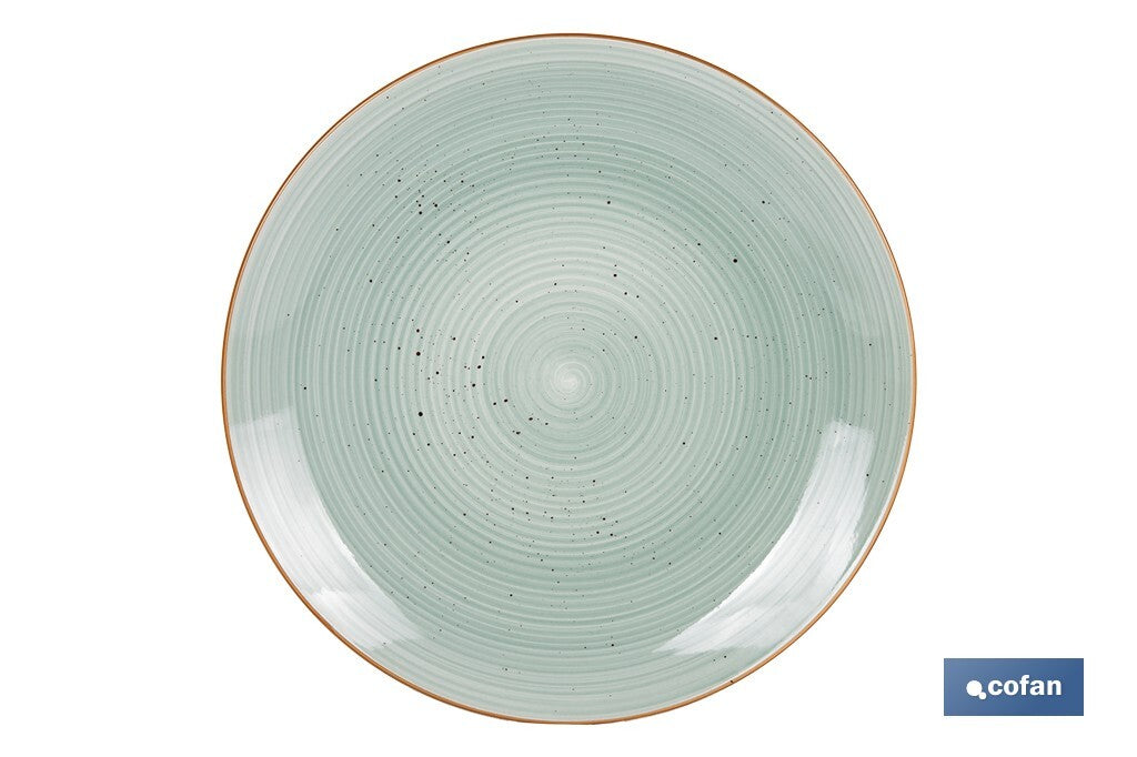 VAJILLA DE CERÁMICA PINTADA A MANO VERDE AGUA ESMALTADO CON BORDE VINTAGE 16 PIEZAS