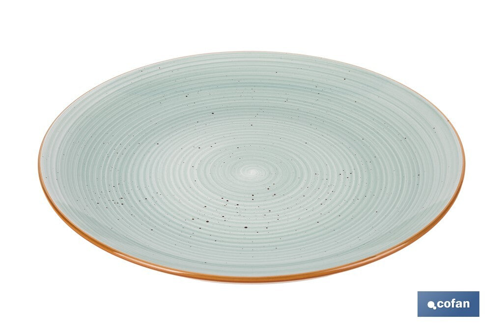 VAJILLA DE CERÁMICA PINTADA A MANO VERDE AGUA ESMALTADO CON BORDE VINTAGE 16 PIEZAS