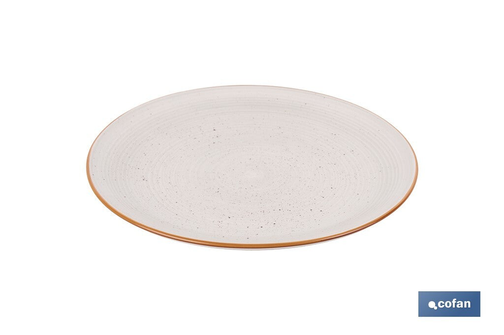 VAJILLA DE CERÁMICA PINTADA A MANO BEIGE ESMALTADO CON BORDE VINTAGE 16 PIEZAS