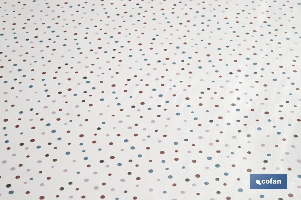 ROLLO MANTEL ANTIMANCHAS 1,40 x 25m 50% ALG/50% PVC.PUNTOS