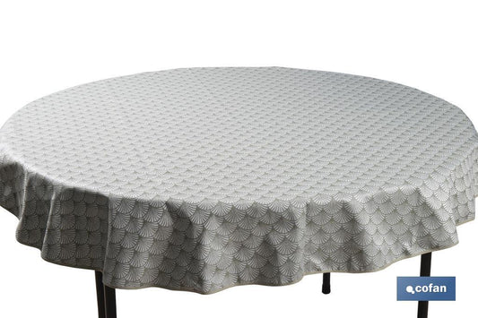 MANTEL REDONDO ARCOS VERDES ANTIMANCHAS RESINADO JACQUARD CONFECCIONADO 50% ALGODÓN 50% POLIESTER 1,80 M