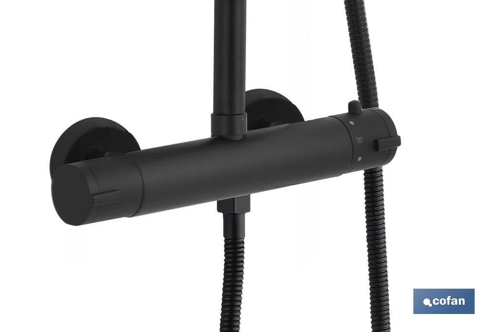 COLUMNA DE DUCHA NEGRA CON GRIFO TERMOSTATICO 90-1,40 CM