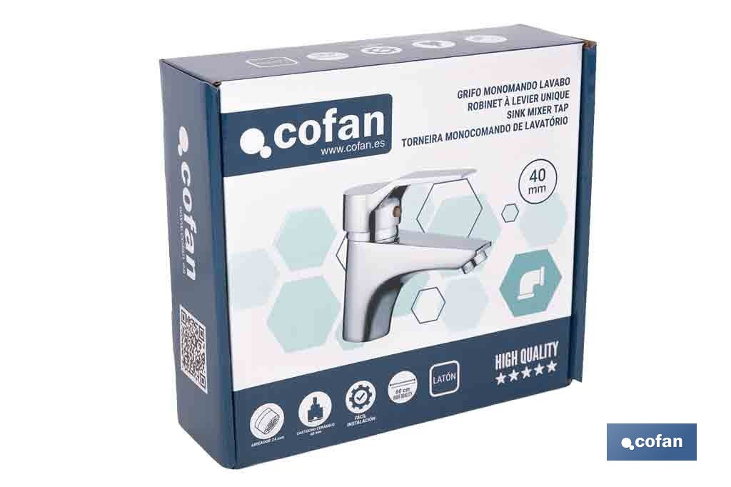 GRIFO MONOMANDO LAVABO COLOR INOX 40 MM