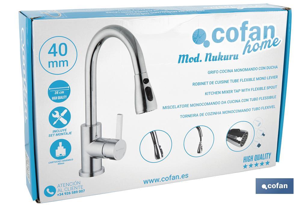 GRIFO COCINA MONOMANDO CON DUCHA 40 MM