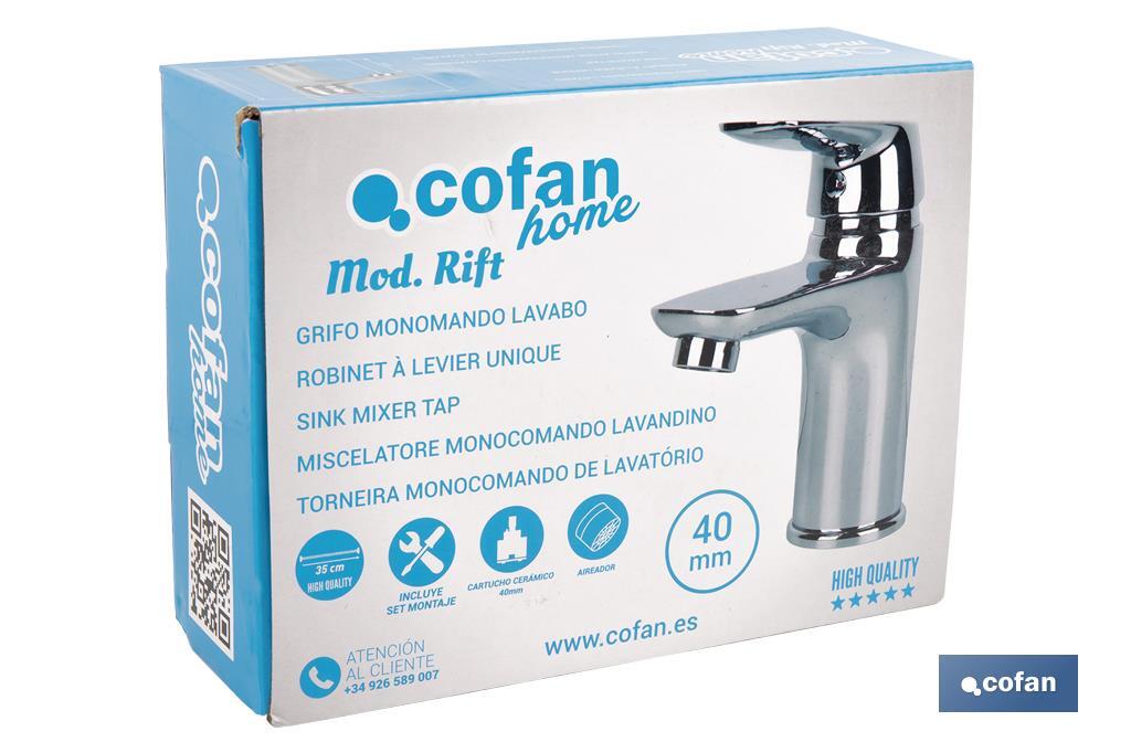 GRIFO MONOMANDO LAVABO 40 MM GAMA RIFT