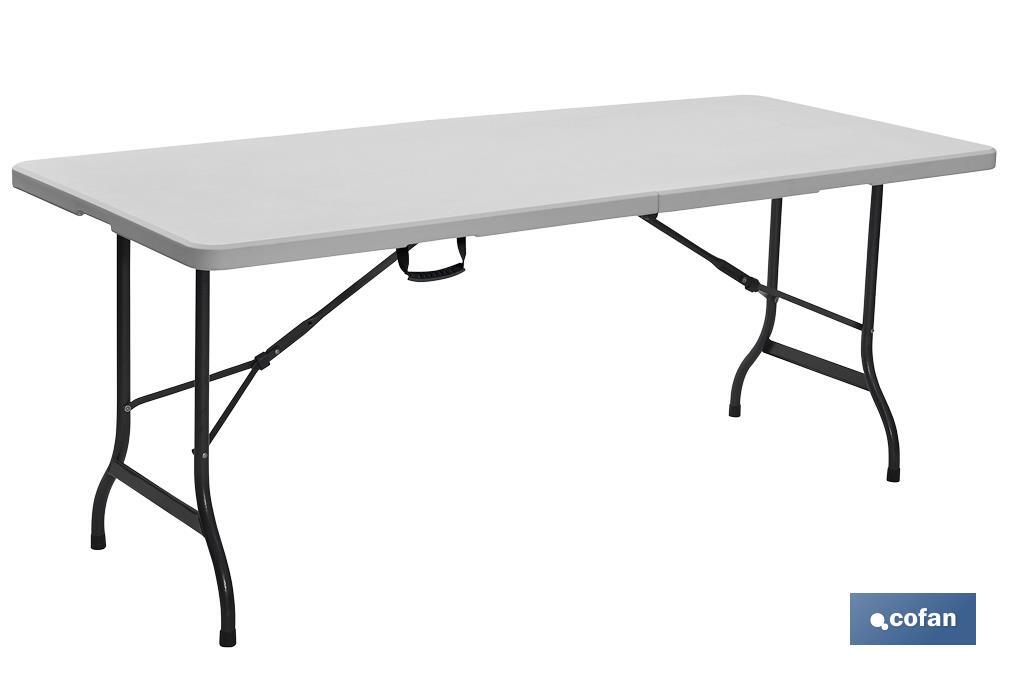 MESA PLEGABLE RECTANGULAR BLANCA CON BLOQUEO DE SEGURIDAD 180x70x72 CM
