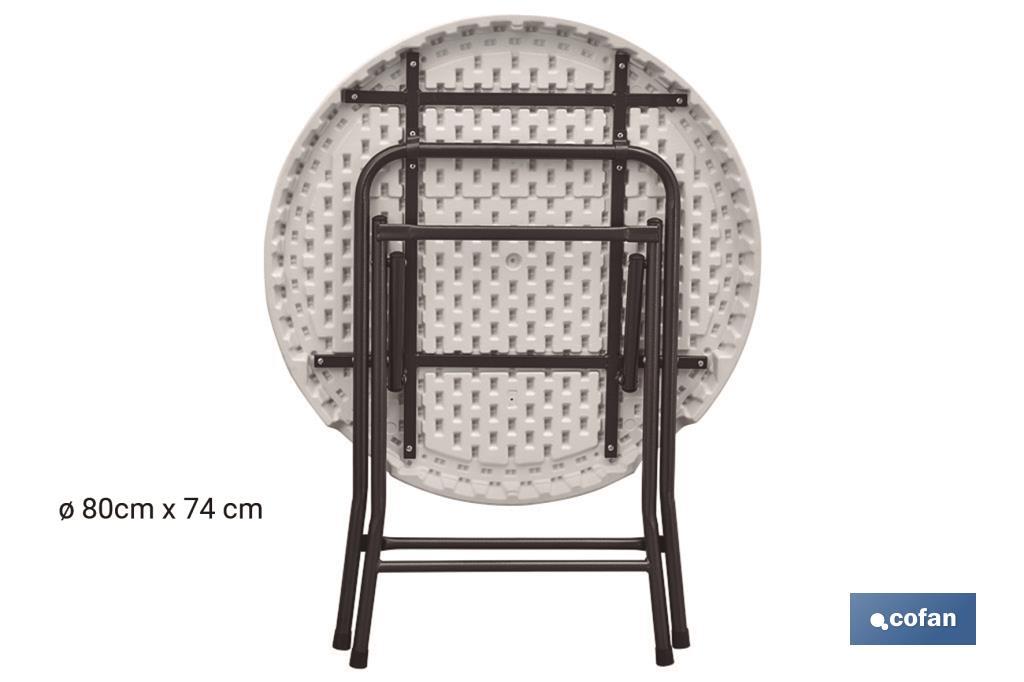 MESA REDONDA PLEGABLE BLANCA 80x80x74cm