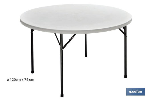 MESA REDONDA PLEGABLE BLANCA 120x74cm