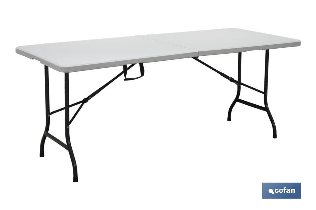MESA PLEGABLE RECTANGULAR BLANCA CON BLOQUEO DE SEGURIDAD 180x75x72 CM