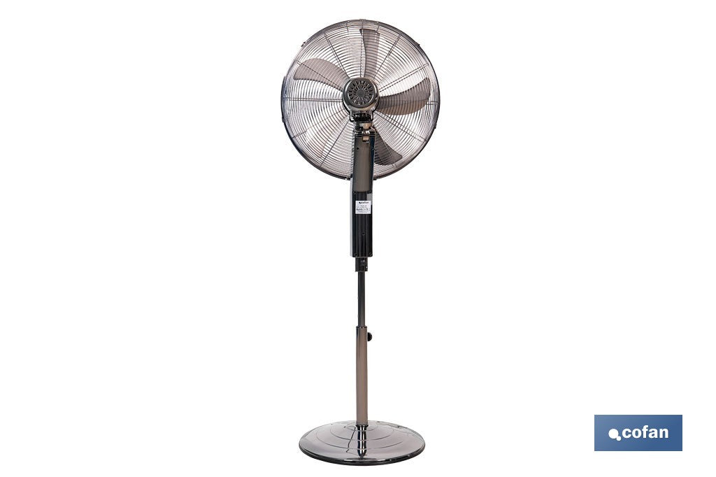 VENTILADOR DE PIE OSCILANTE GRIS PLOMO OSCILANTE CON 3 VELOCIDADES Y TEMPORIZADOR Ø45 CM 70 W