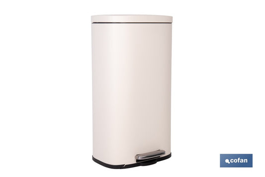 CUBO DE BASURA BEIGE CON PEDAL Y CUBO INTERIOR 30 L 34,2 X 29,3 X 63,5 CM