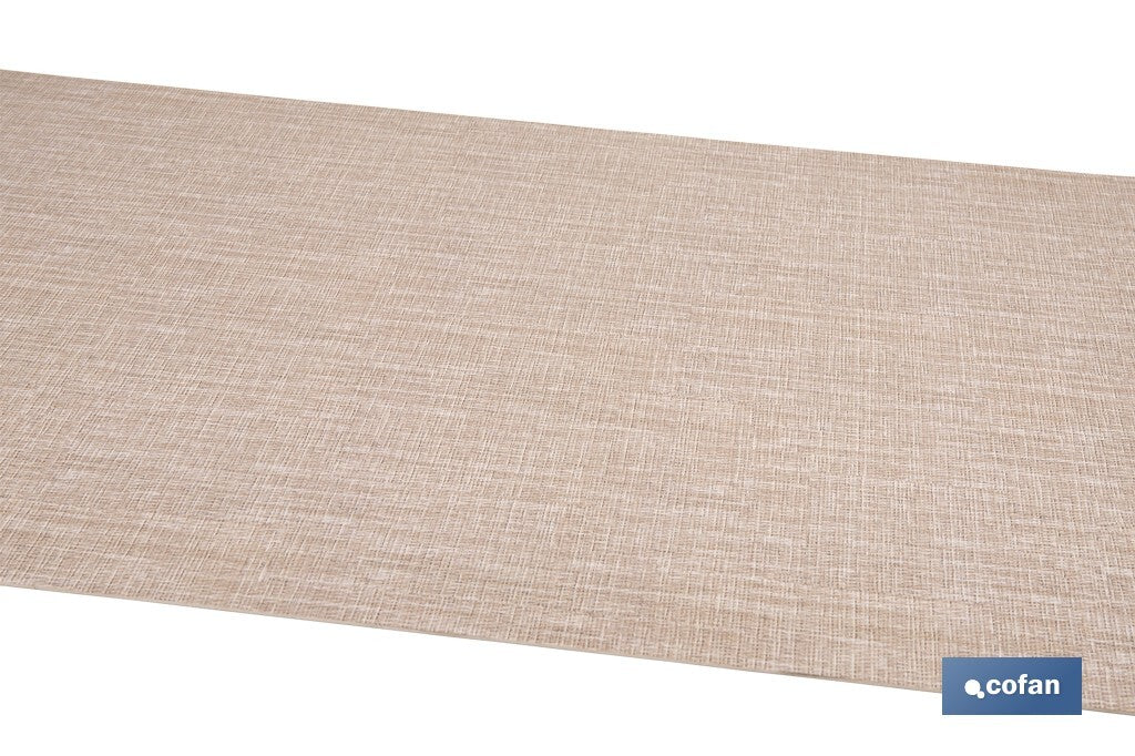 ROLLO DE ALFOMBRA VINÍLICA CON EFECTO JASPEADO BEIGE 84% VINILO 16% POLIÉSTER 52 CM X 20 M