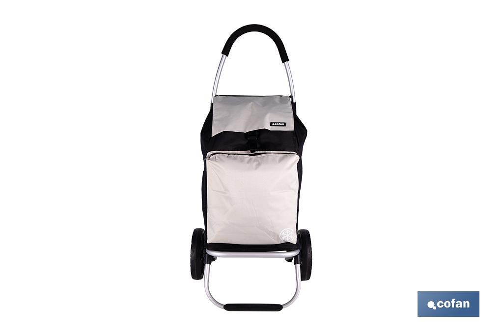 CARRO DE LA COMPRA NEGRO Y BEIGE PLEGABLE DE ALUMINIO CON 2 RUEDAS GRANDES 43 L